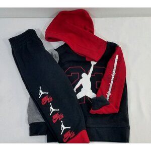 Nike Jordan Air Baby Tracksuit Hoodie & Sweatpants 2T Black Red